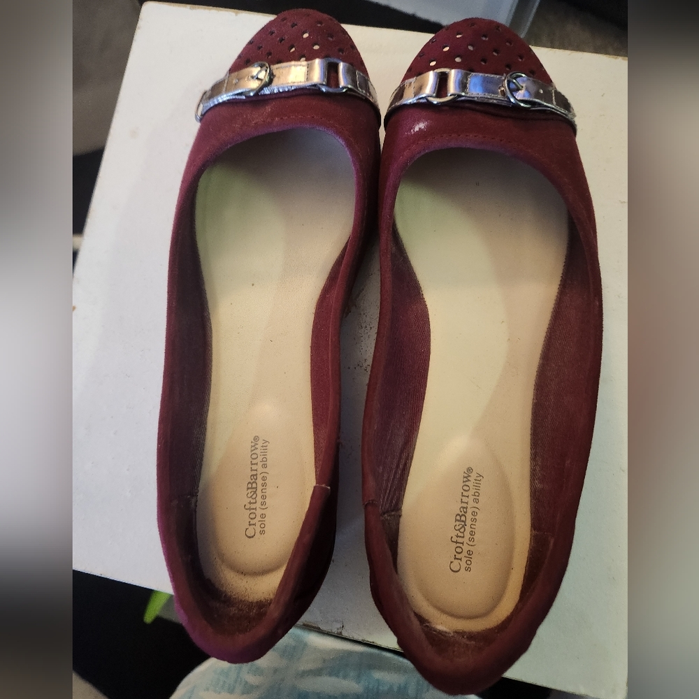 Burgundy flats